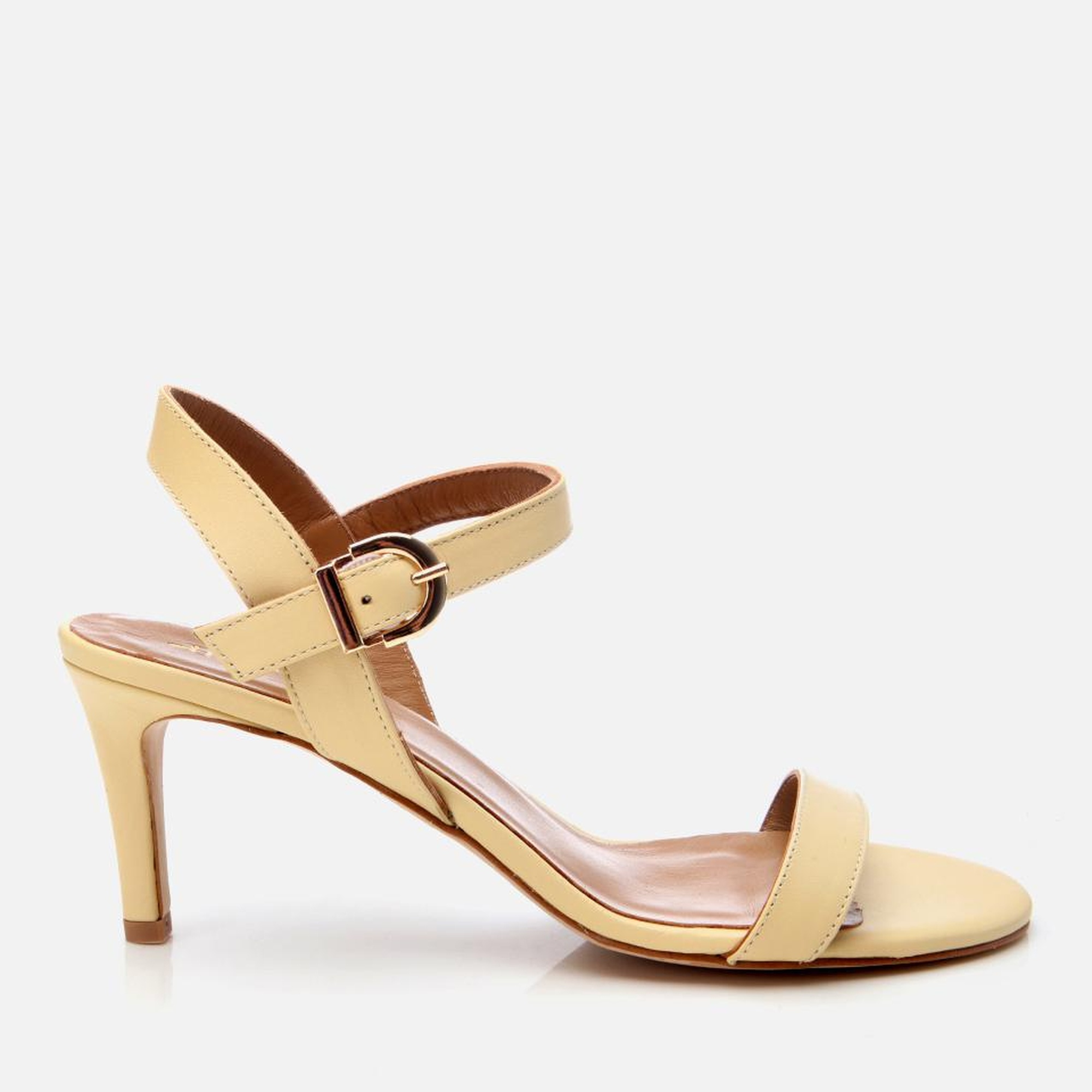 Kadın Deri Sarı Kemerli Topuklu Sandalet