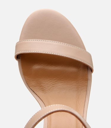  Kadın Deri Bej Kemerli Topuklu Sandalet