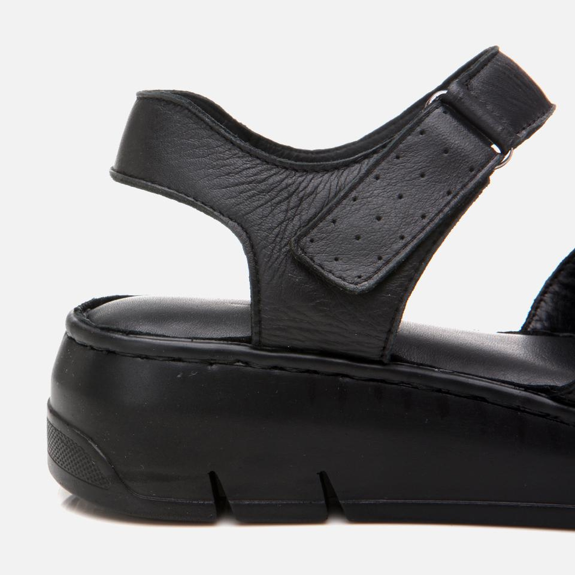 Kadın Deri Siyah Ayarlanabilir Comfort Sandalet