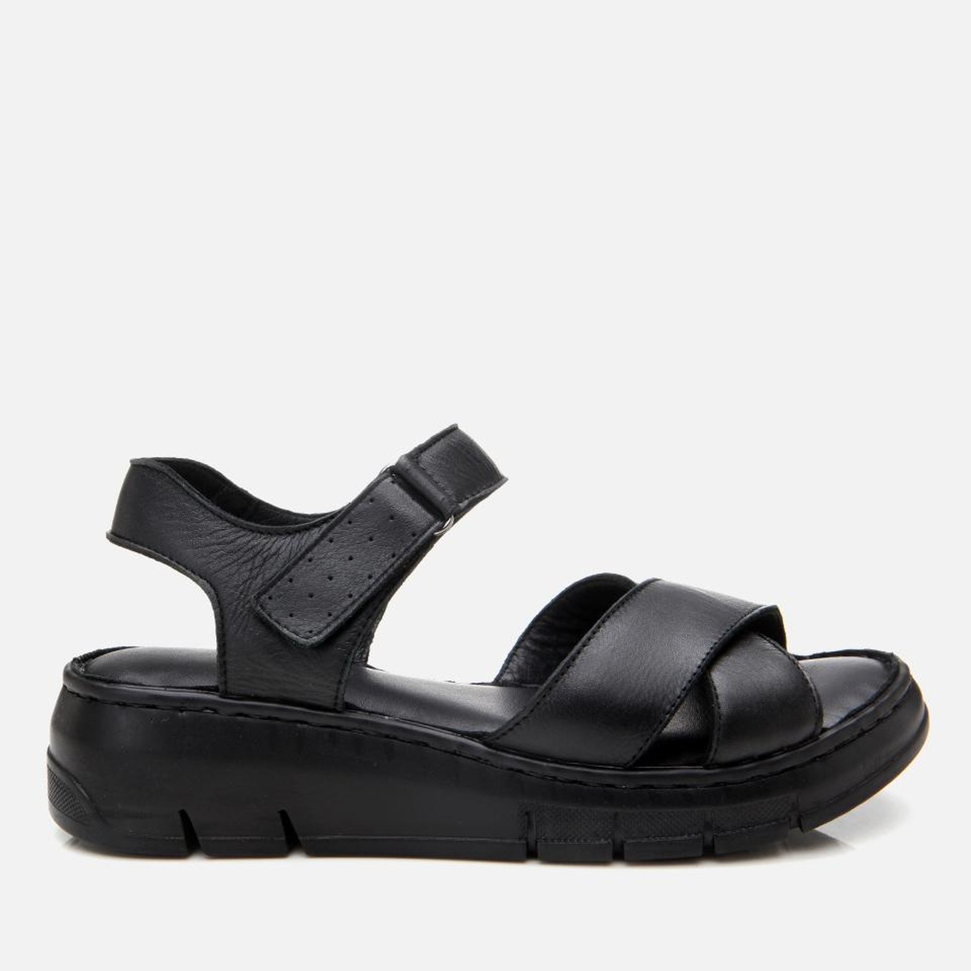 Kadın Deri Siyah Ayarlanabilir Comfort Sandalet