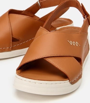  Kadın Deri Taba Ayarlanabilir Comfort Sandalet