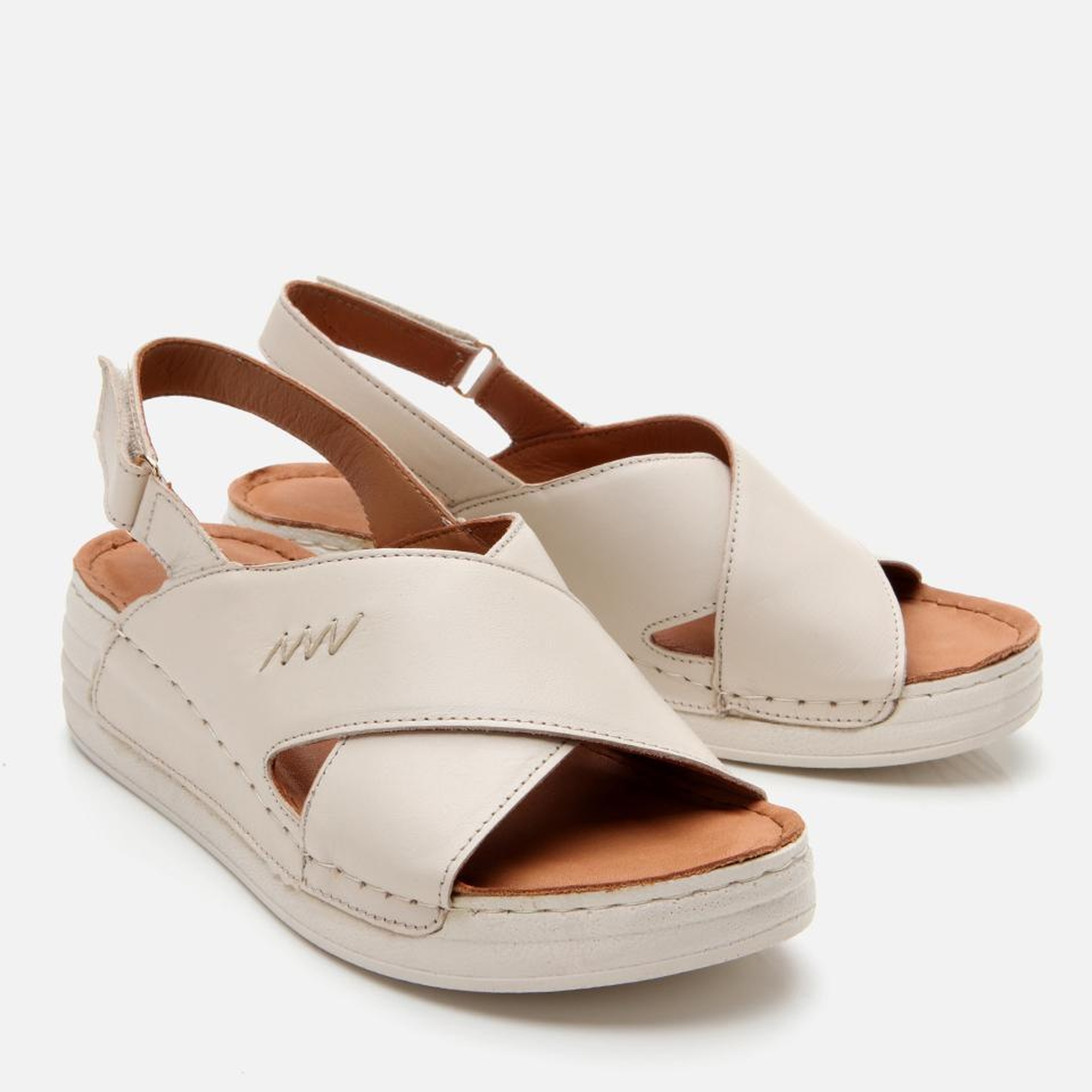 Kadın Deri Bej Ayarlanabilir Comfort Sandalet