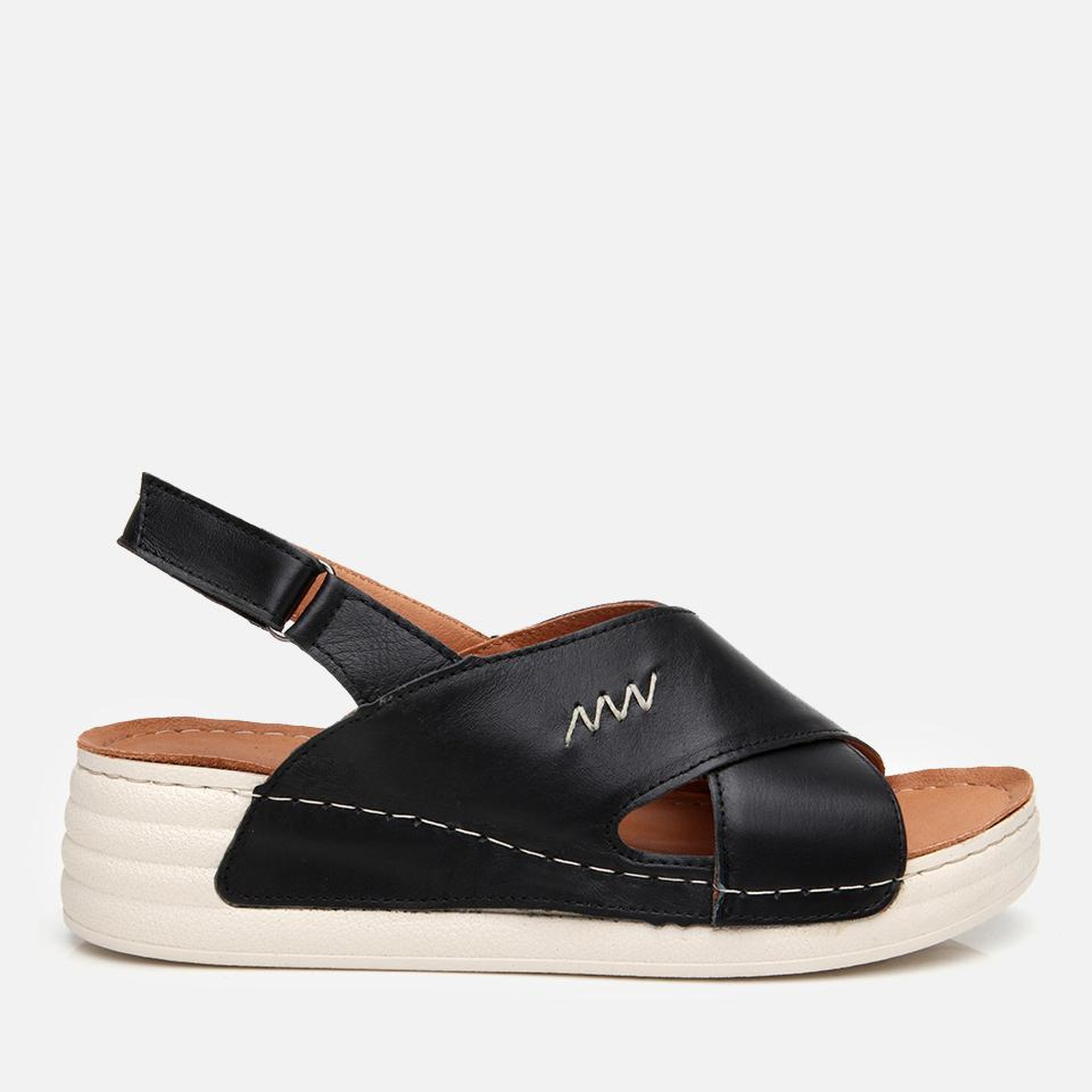 Kadın Deri Siyah Ayarlanabilir Comfort Sandalet