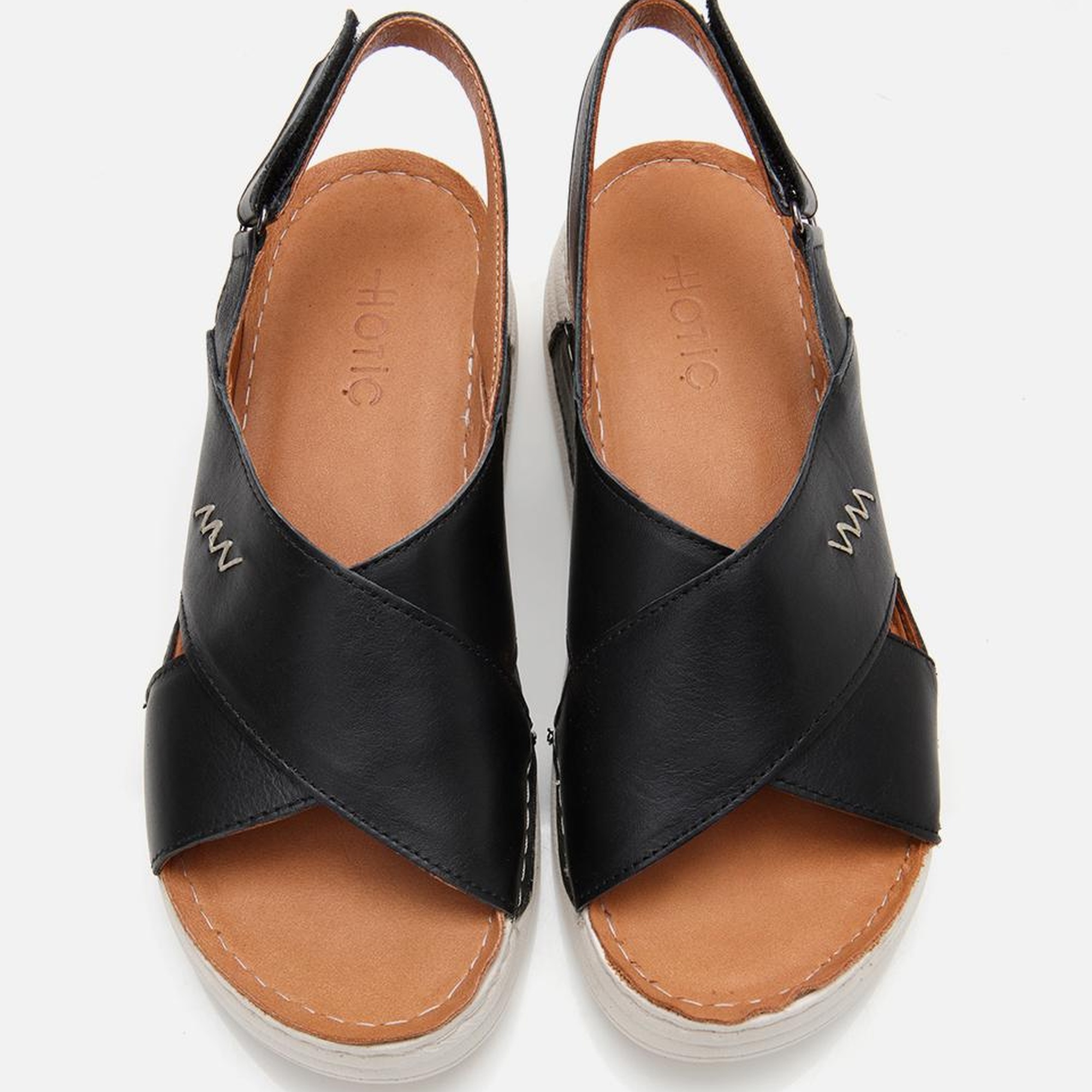 Kadın Deri Siyah Ayarlanabilir Comfort Sandalet