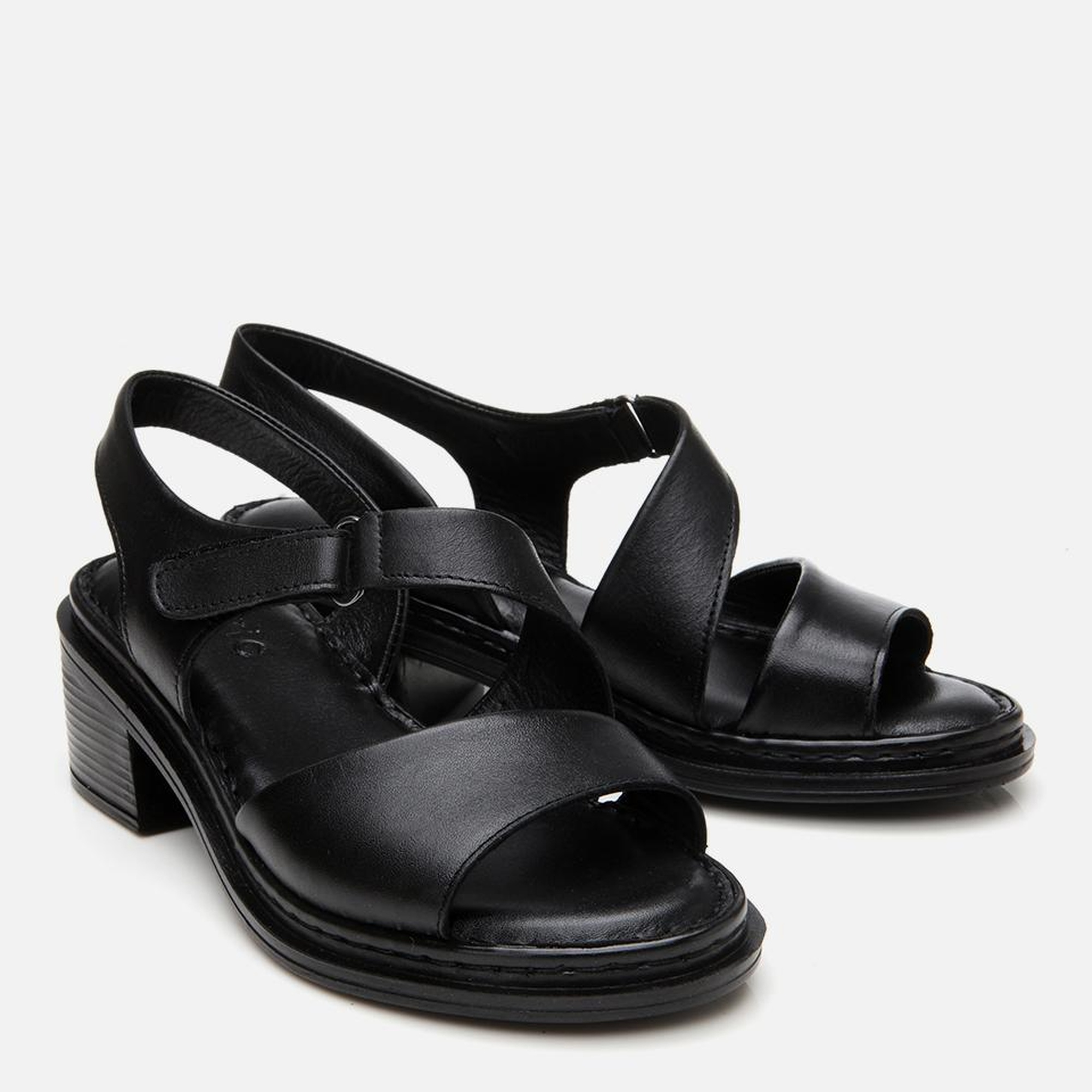 Kadın Deri Siyah Ayarlanabilir Rahat Topuklu Sandalet