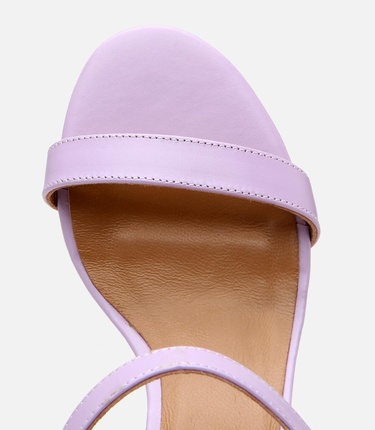  Kadın Deri Mor Kemerli Topuklu Sandalet