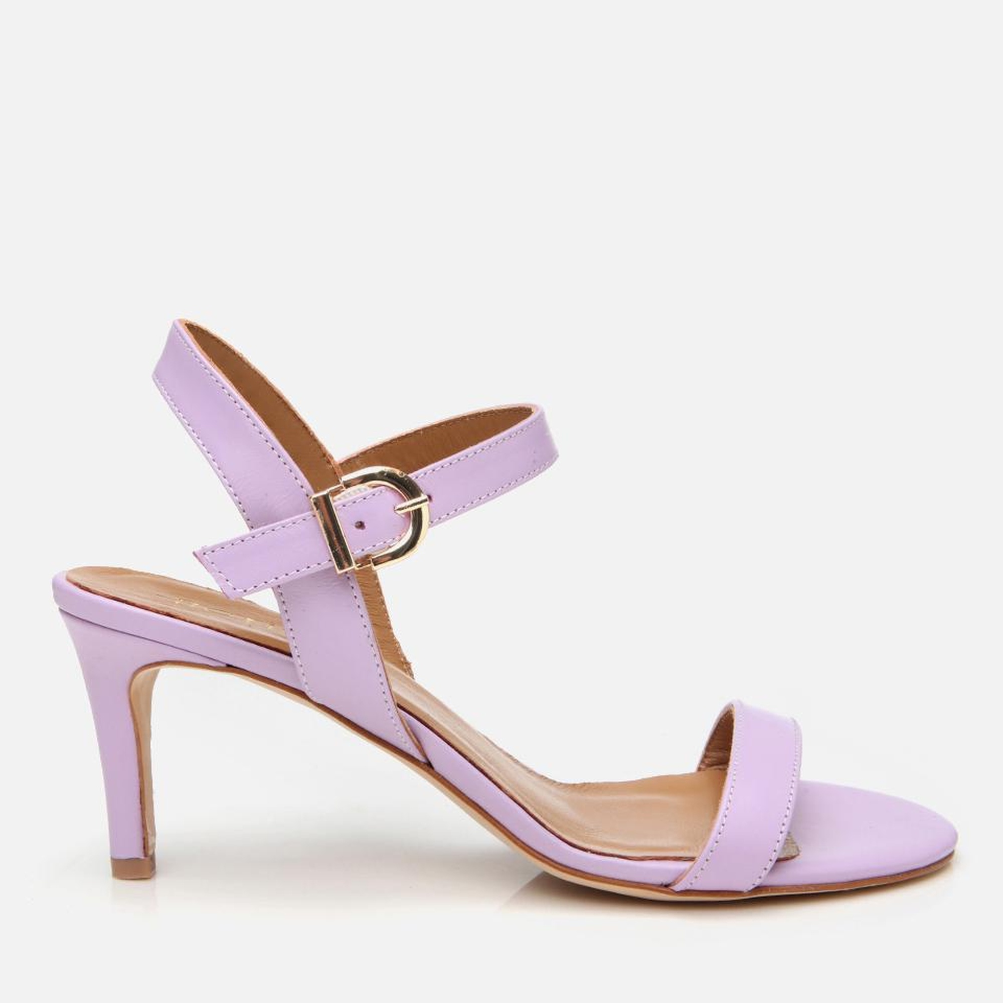 Kadın Deri Mor Kemerli Topuklu Sandalet