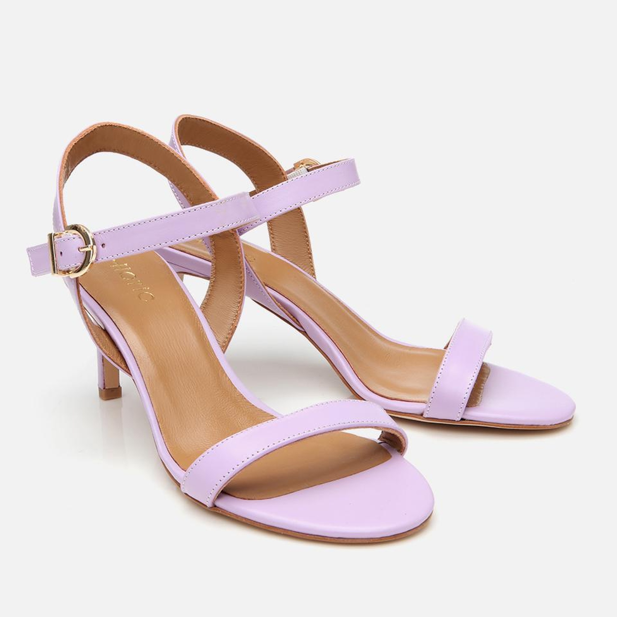 Kadın Deri Mor Kemerli Topuklu Sandalet