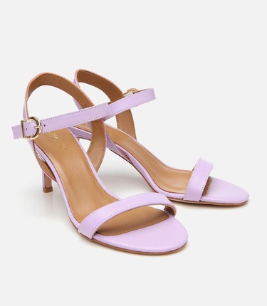  Kadın Deri Mor Kemerli Topuklu Sandalet