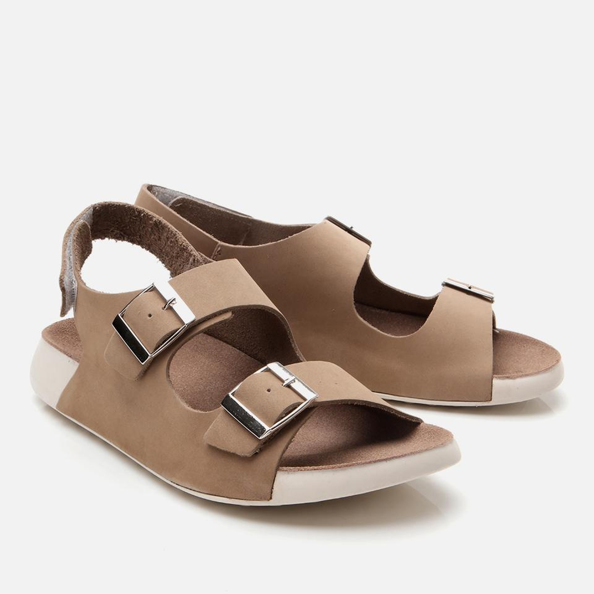 Kadın Nubuk Deri Bej Ayarlanabilir Sandalet