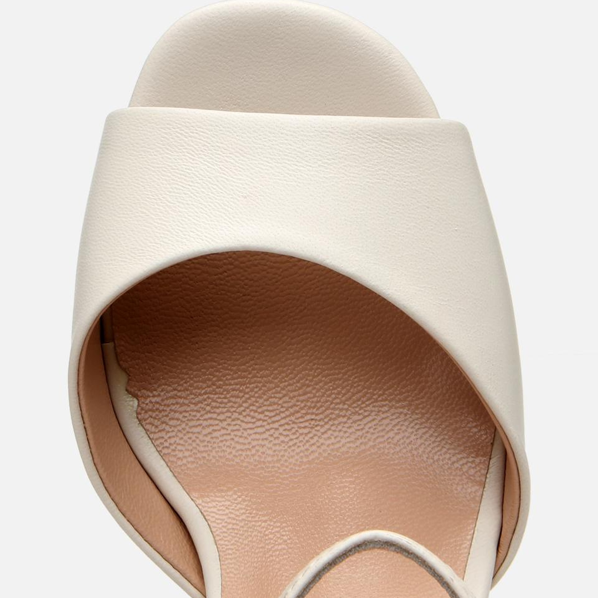 Kadın Deri Ekru Kalın Topuklu Sandalet