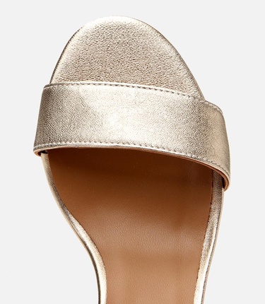  Kadın Deri Gold Kemerli Abiye Topuklu Sandalet