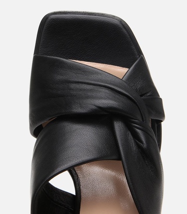 Kadın Deri Siyah Yumuşak Dokulu Topuklu Sandalet