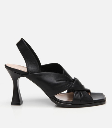  Kadın Deri Siyah Yumuşak Dokulu Topuklu Sandalet