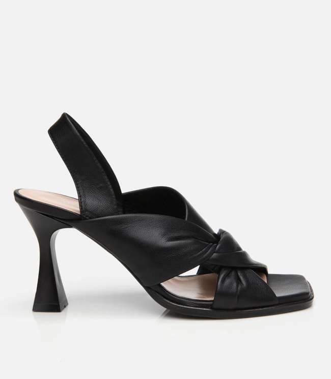  Kadın Deri Siyah Yumuşak Dokulu Topuklu Sandalet