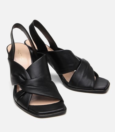  Kadın Deri Siyah Yumuşak Dokulu Topuklu Sandalet