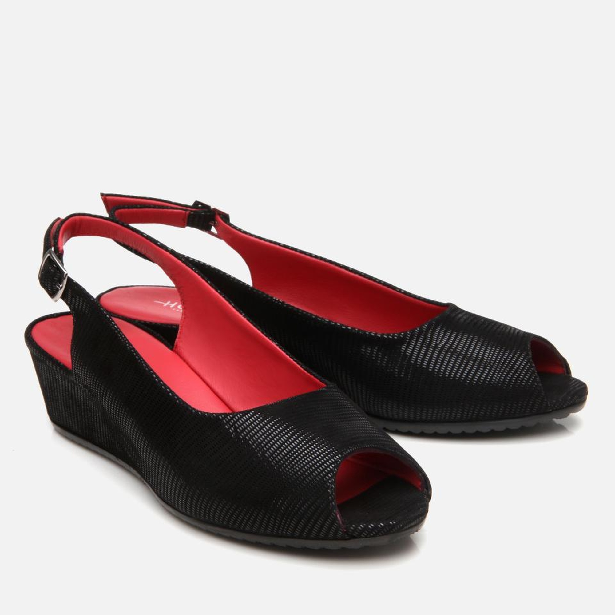 Kadın Deri Siyah Esnek Dolgu Topuklu Sandalet