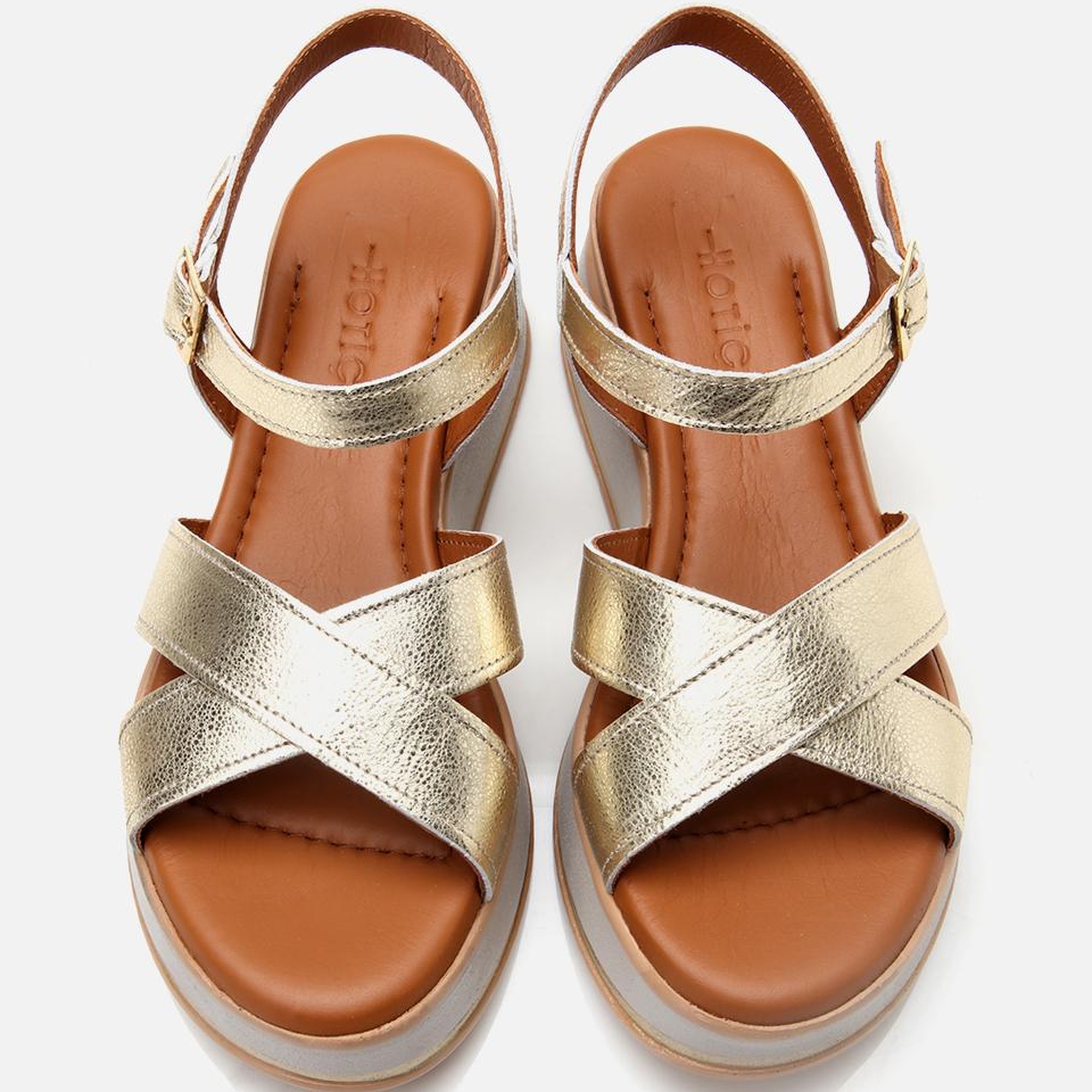 Kadın Deri Gold Dolgu Topuklu Sandalet