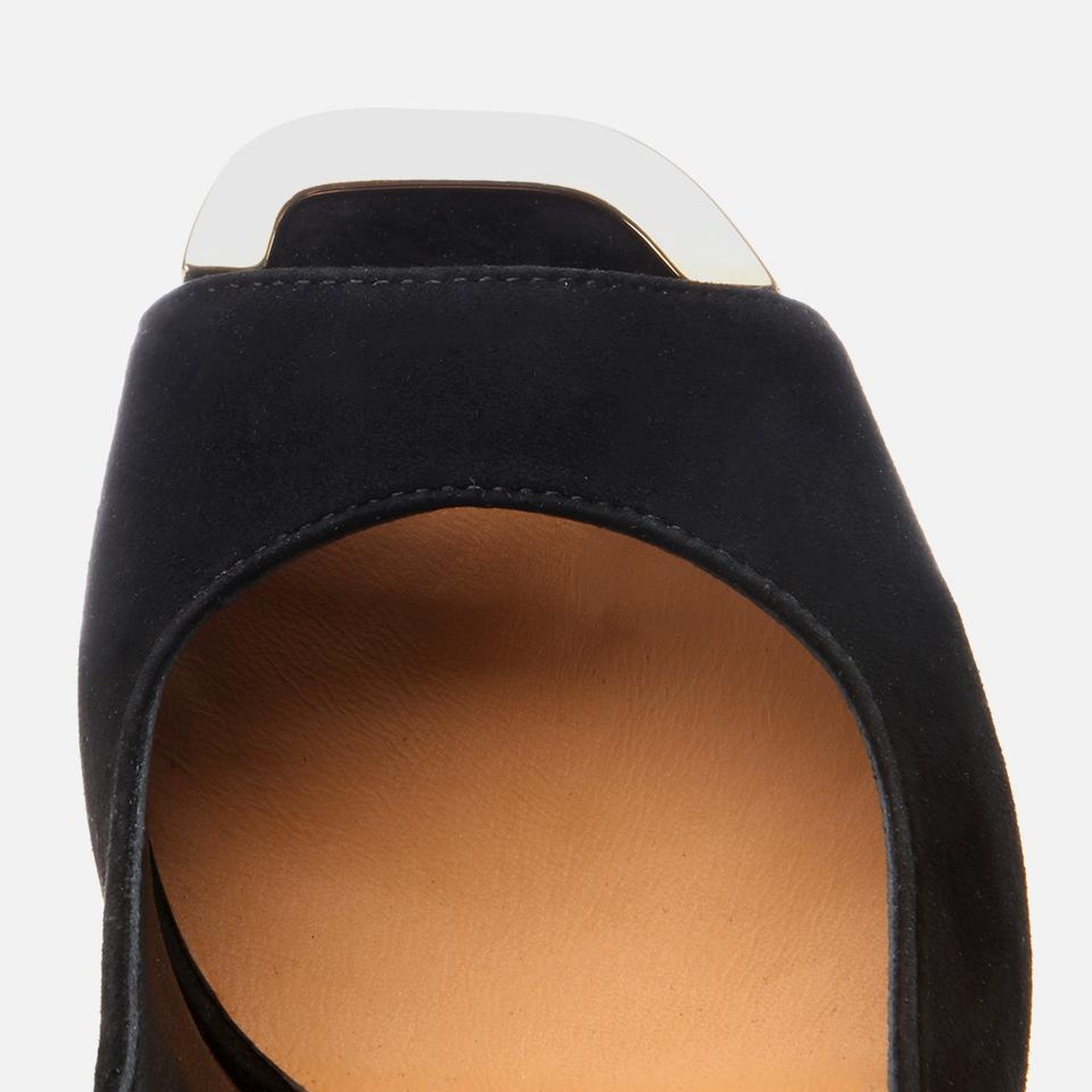 Kadın Süet Deri Siyah Topuklu Sandalet