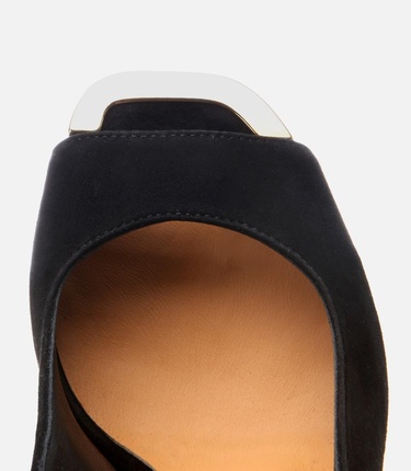  Kadın Süet Deri Siyah Topuklu Sandalet