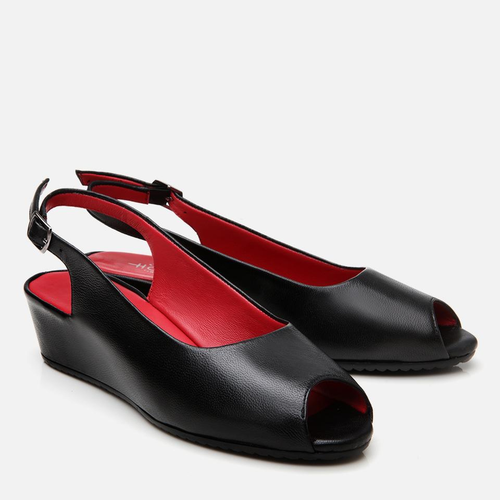 Kadın Deri Siyah Esnek Dolgu Topuklu Sandalet