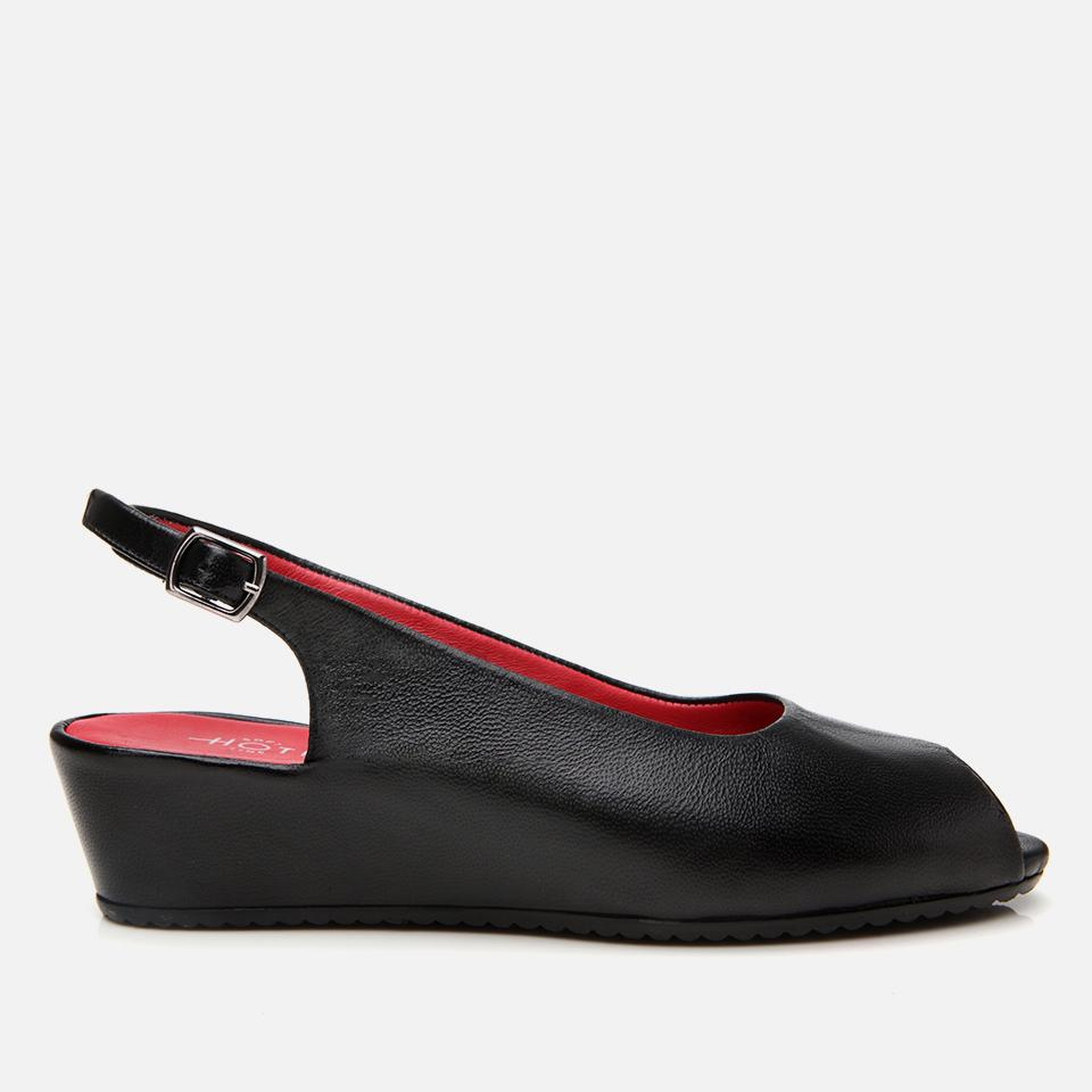 Kadın Deri Siyah Esnek Dolgu Topuklu Sandalet