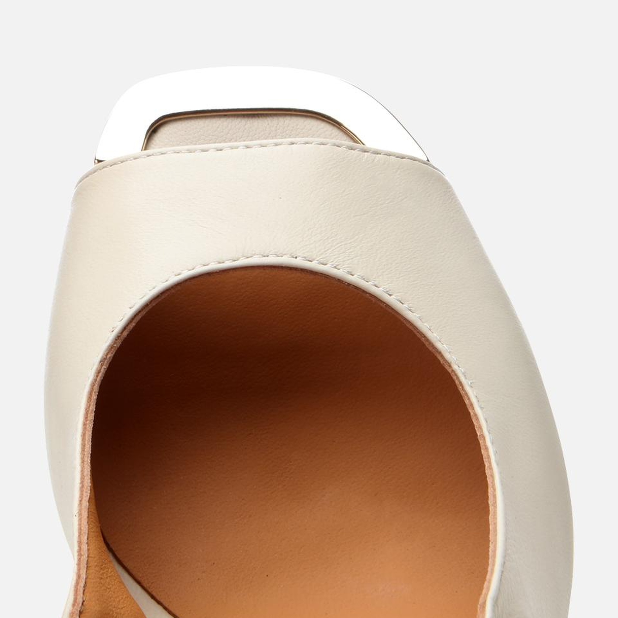 Kadın Deri Ekru Topuklu Sandalet