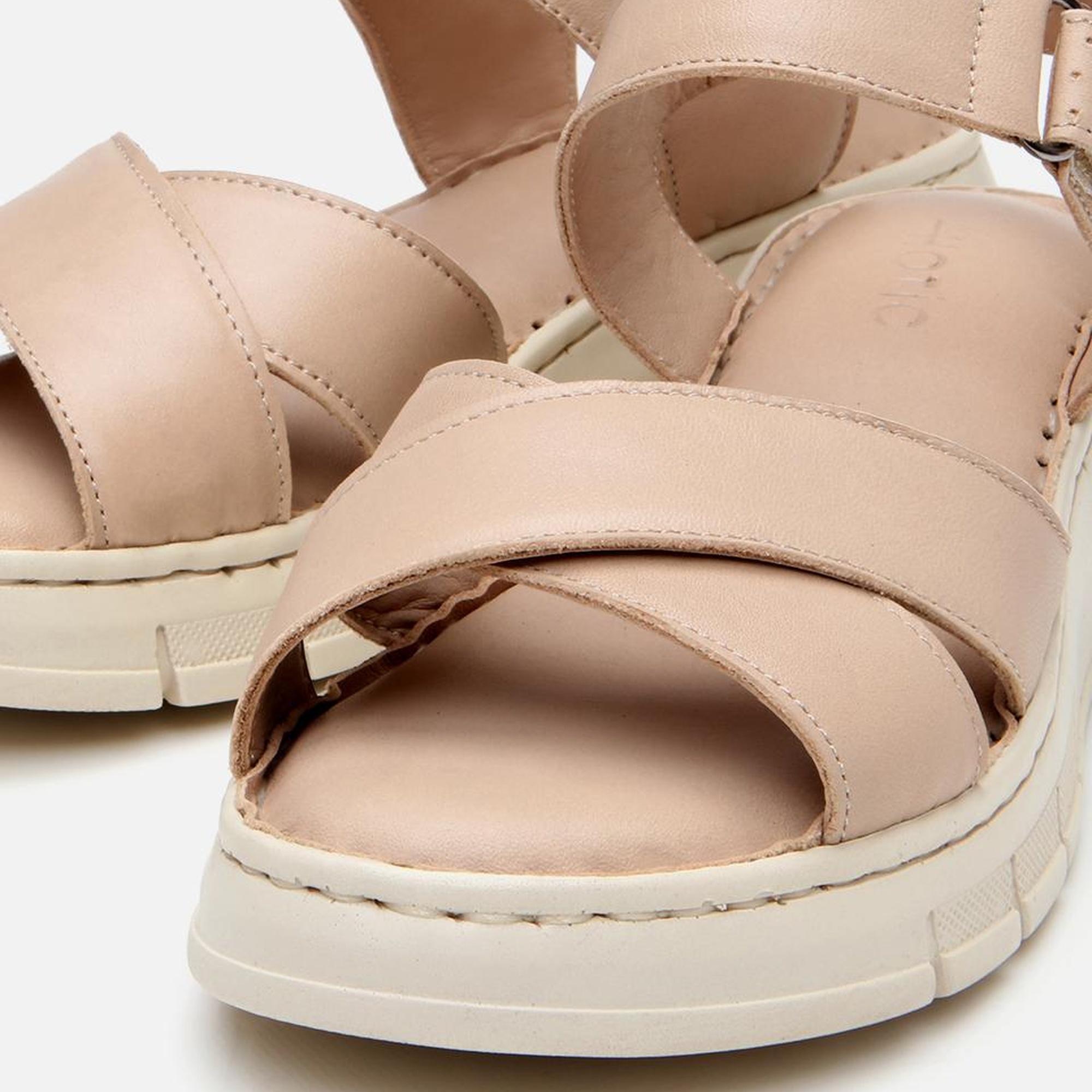 Kadın Deri Bej Ayarlanabilir Comfort Sandalet