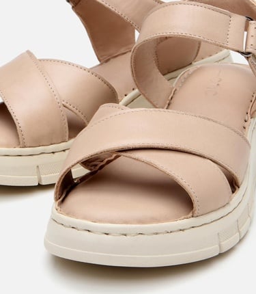  Kadın Deri Bej Ayarlanabilir Comfort Sandalet