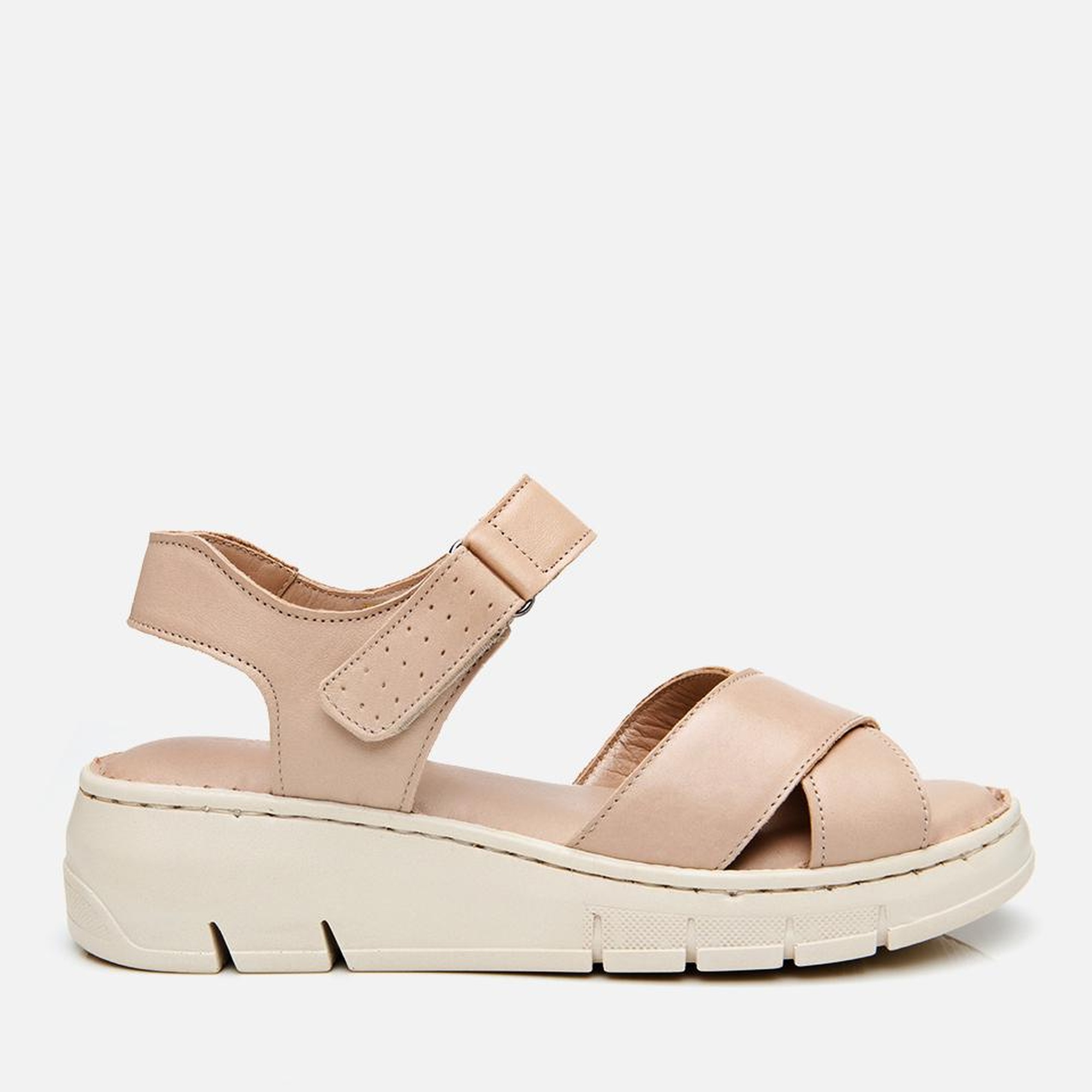 Kadın Deri Bej Ayarlanabilir Comfort Sandalet