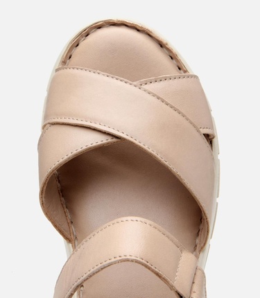  Kadın Deri Bej Ayarlanabilir Comfort Sandalet