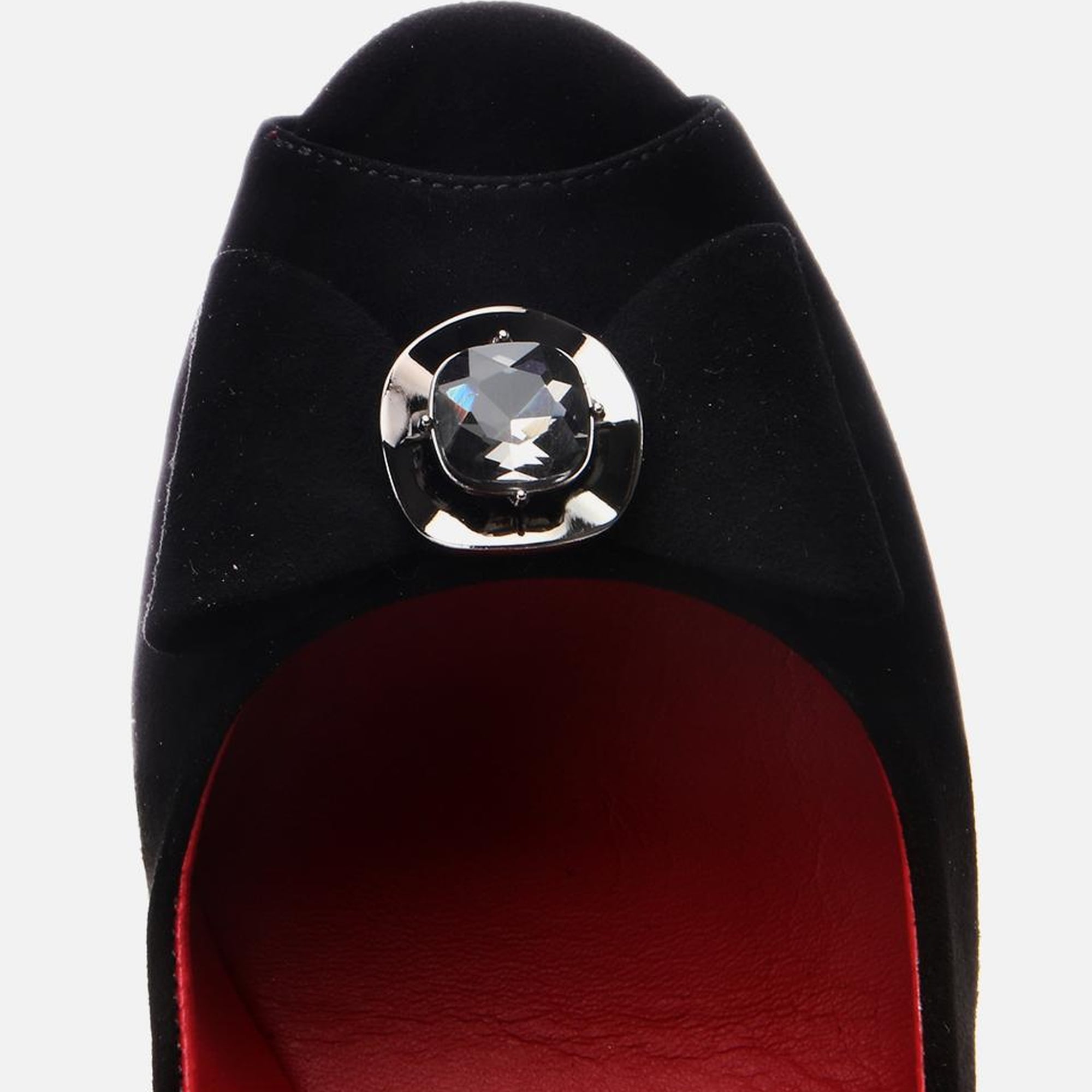 Kadın Süet Deri Siyah Esnek Dolgu Topuklu Sandalet