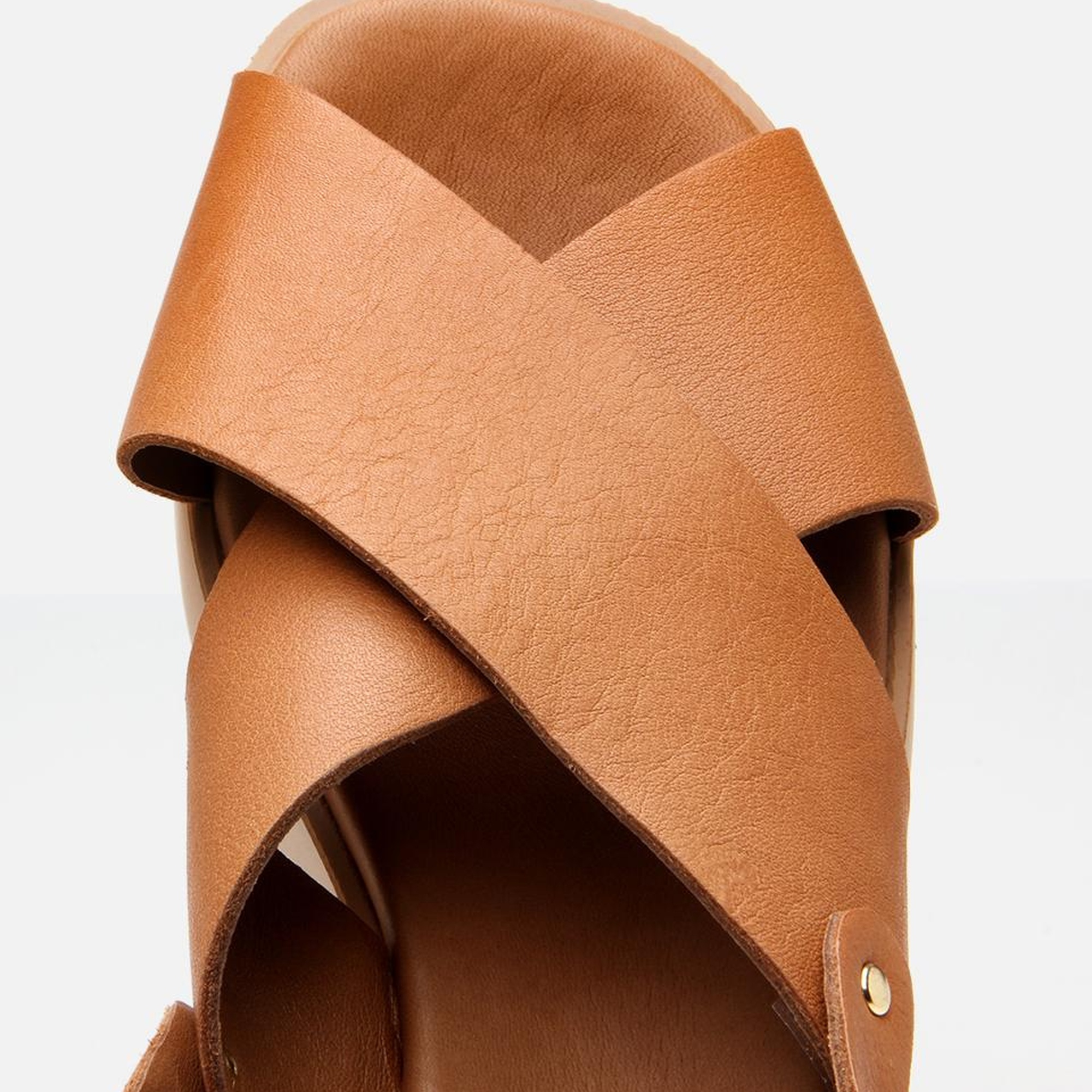 Kadın Deri Taba Kemerli Dolgu Topuklu Sandalet