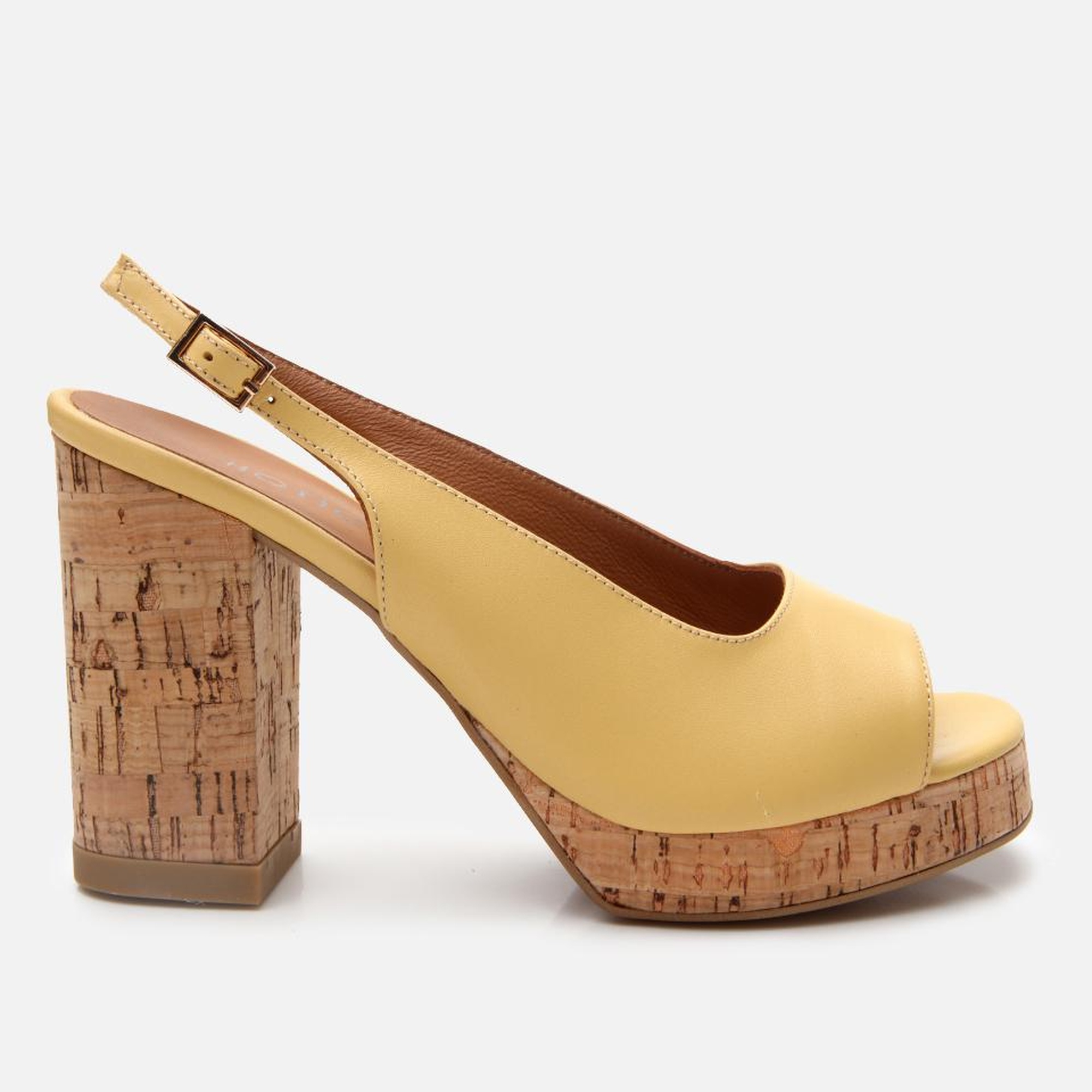 Kadın Deri Sarı Topuklu Sandalet