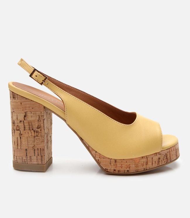 Kadın Deri Sarı Topuklu Sandalet