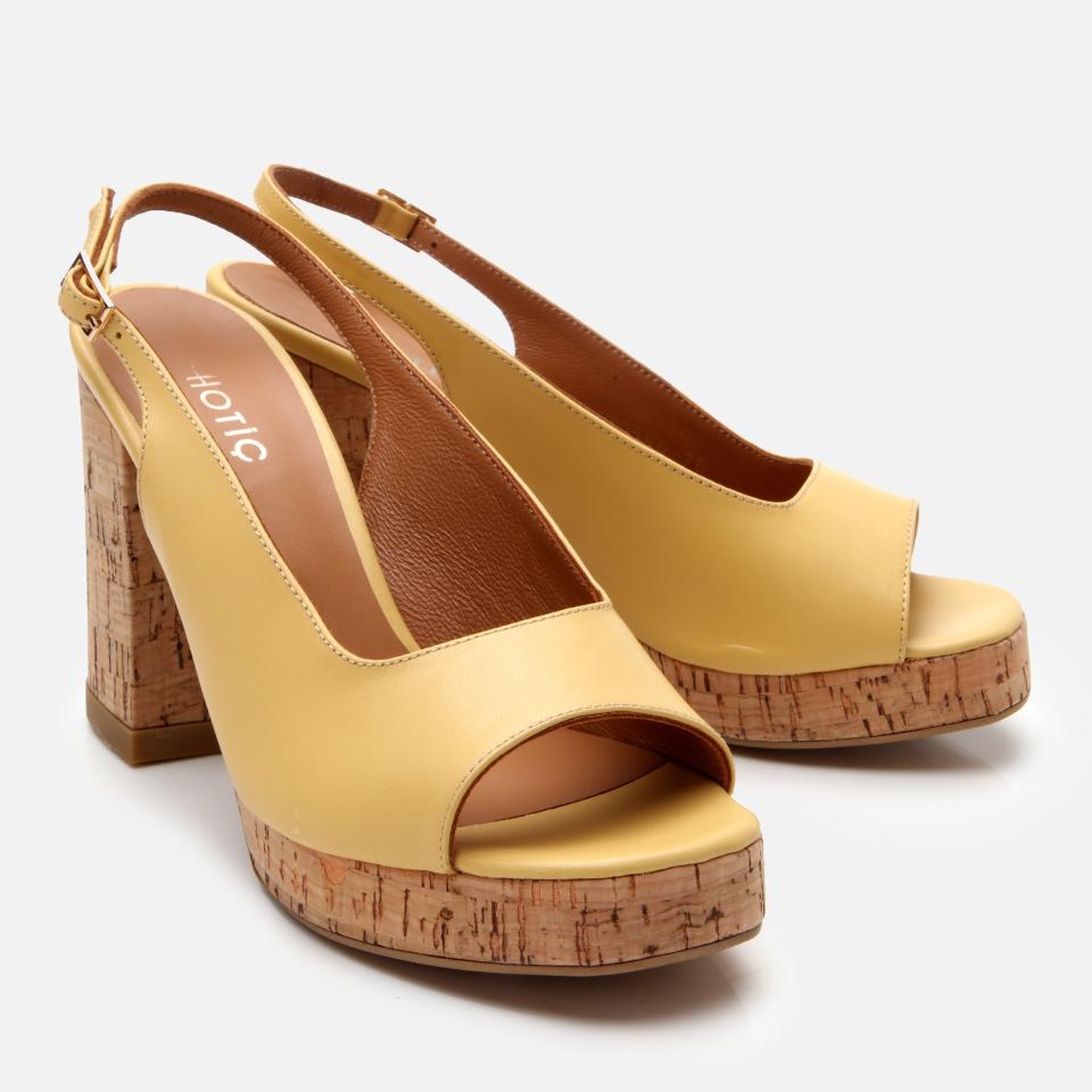 Kadın Deri Sarı Topuklu Sandalet