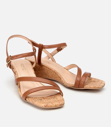  Kadın Deri Taba Dolgu Topuklu Sandalet