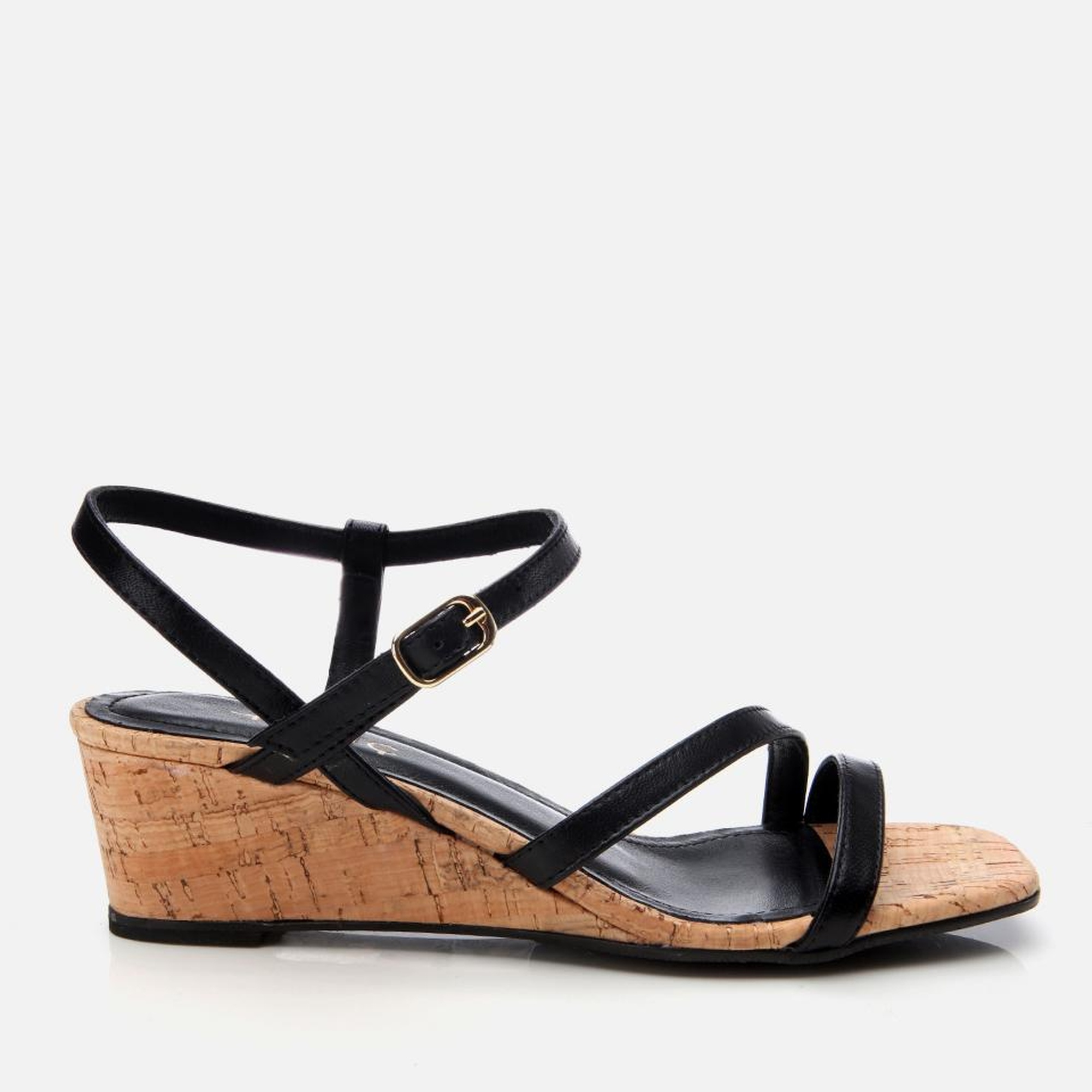 Kadın Deri Siyah Dolgu Topuklu Sandalet