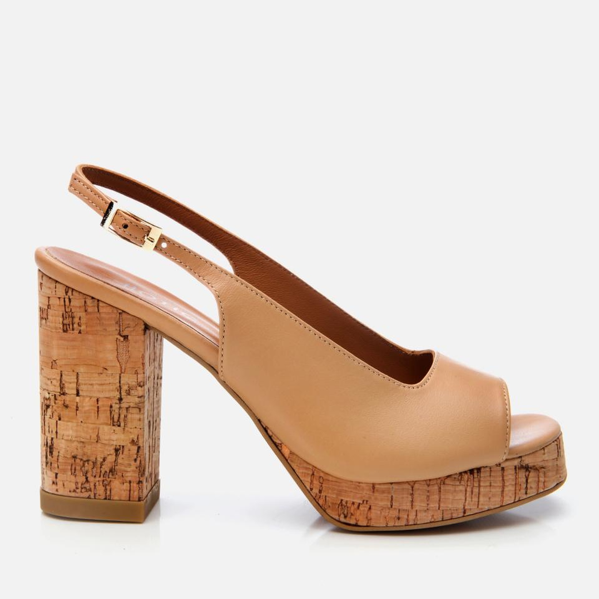 Kadın Deri Bej Topuklu Sandalet