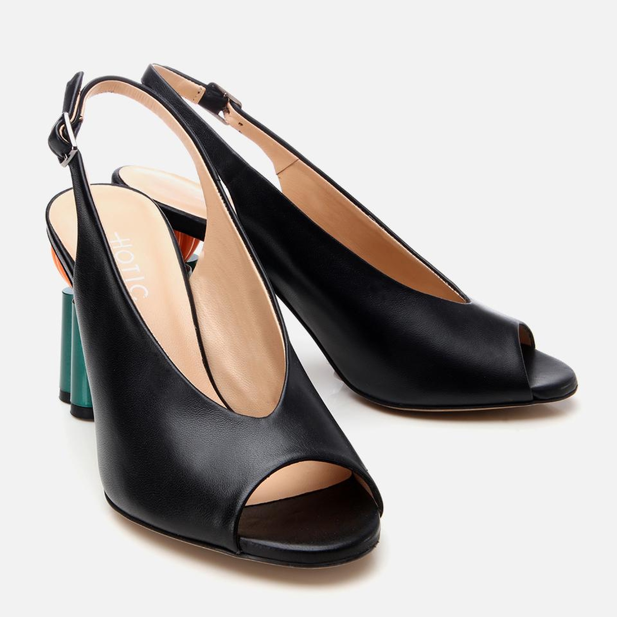 Kadın Deri Siyah Kalın Topuklu Sandalet