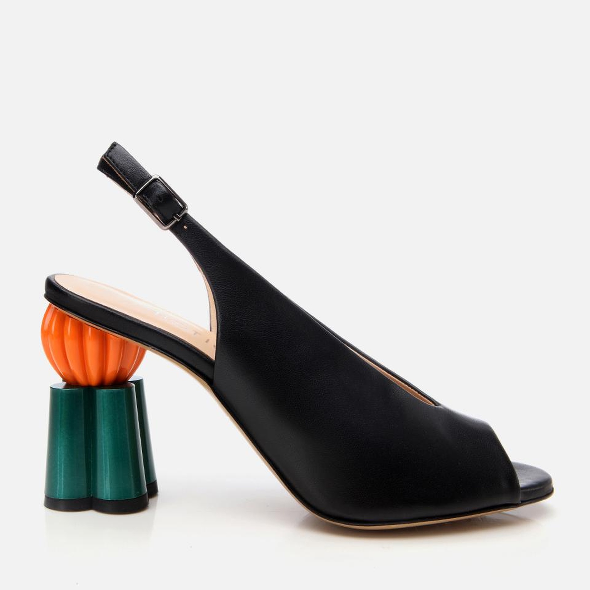 Kadın Deri Siyah Kalın Topuklu Sandalet