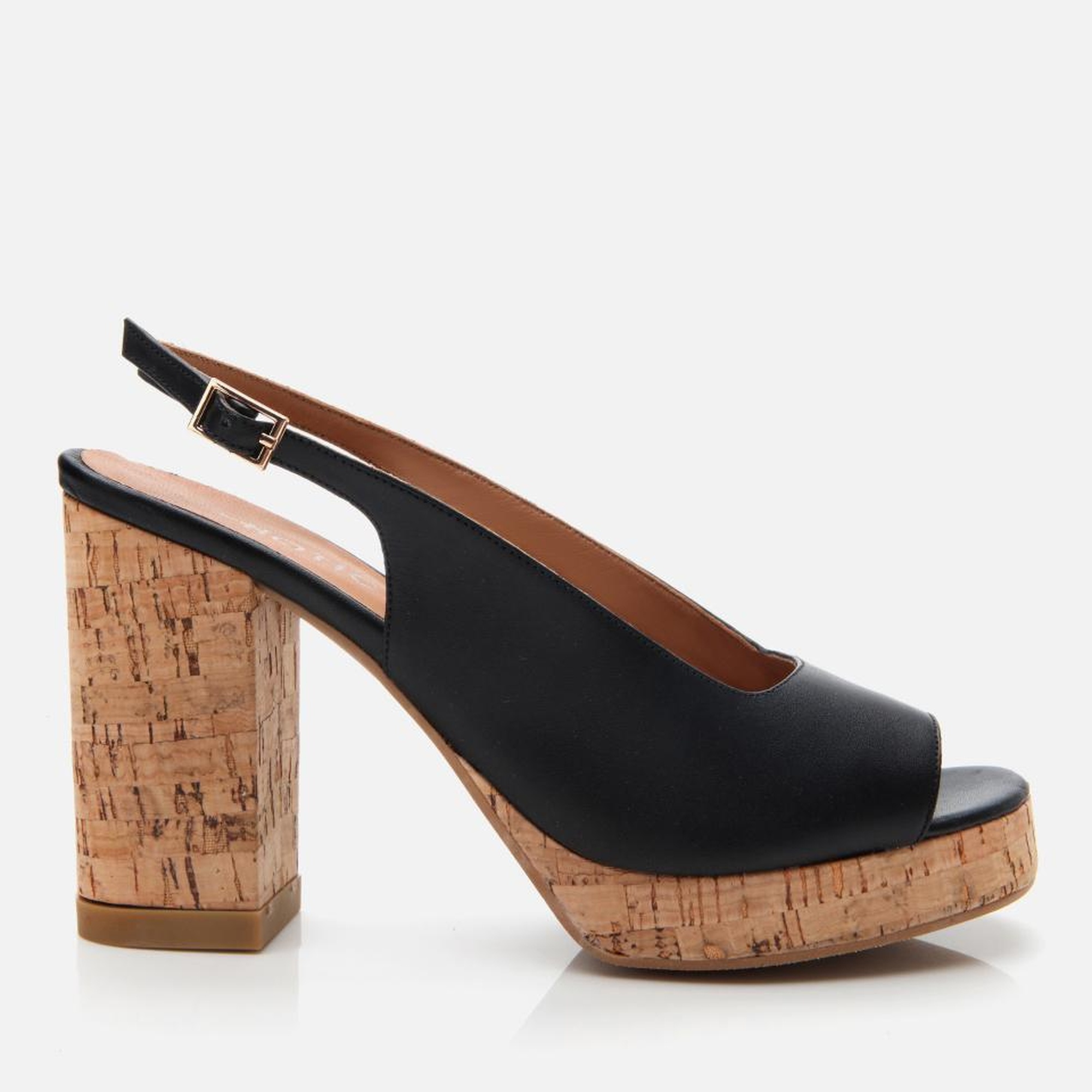 Kadın Deri Siyah Topuklu Sandalet