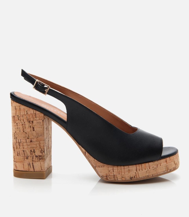  Kadın Deri Siyah Topuklu Sandalet