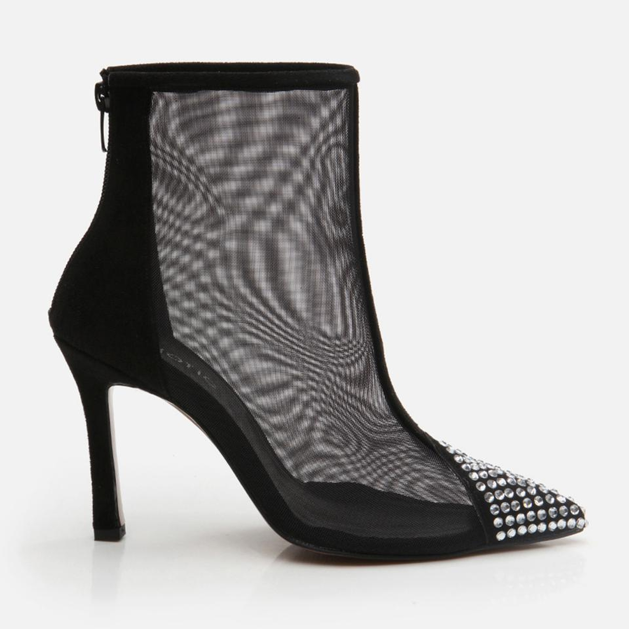 Kadın Siyah Tül/Taş Detaylı Topuklu Bot