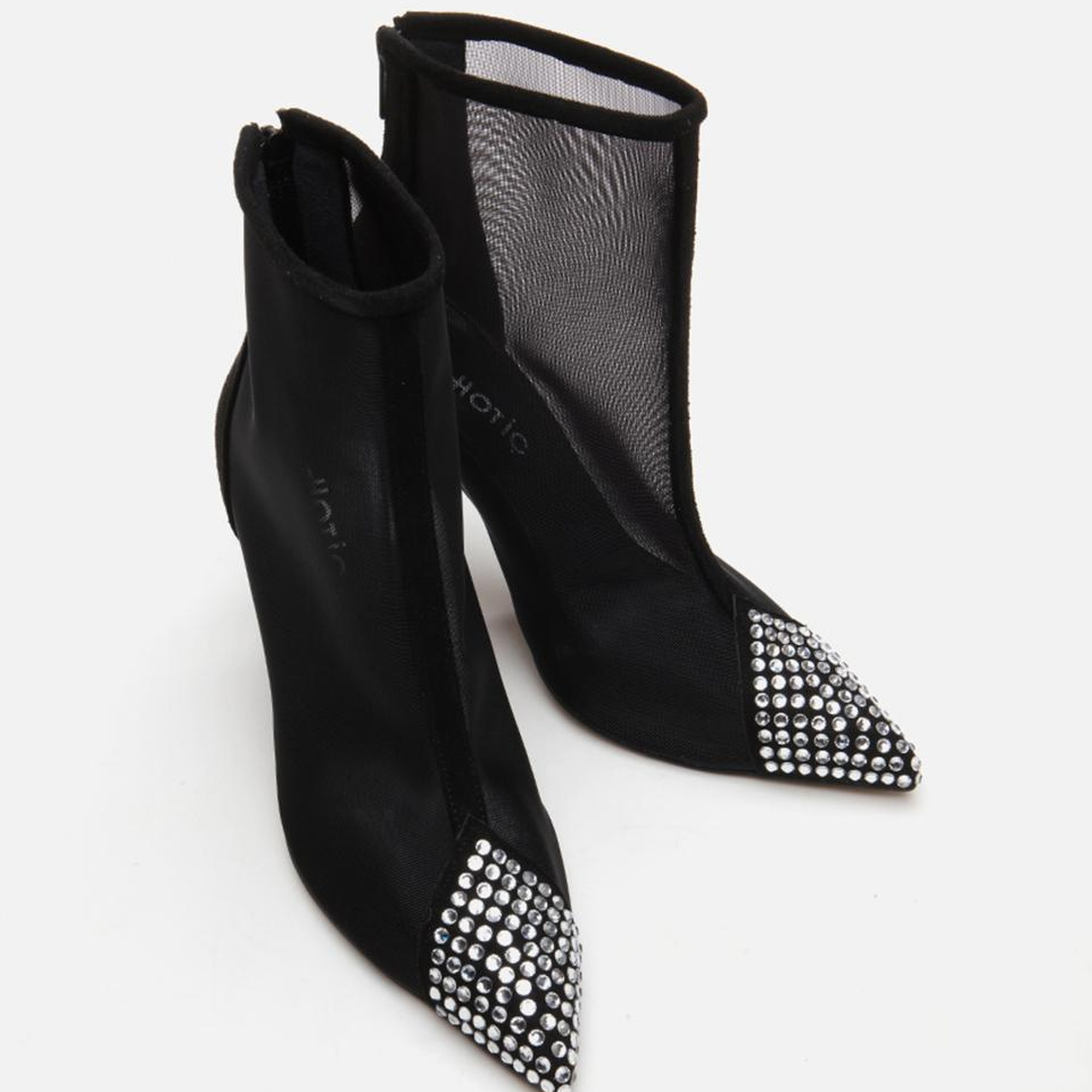 Kadın Siyah Tül/Taş Detaylı Topuklu Bot