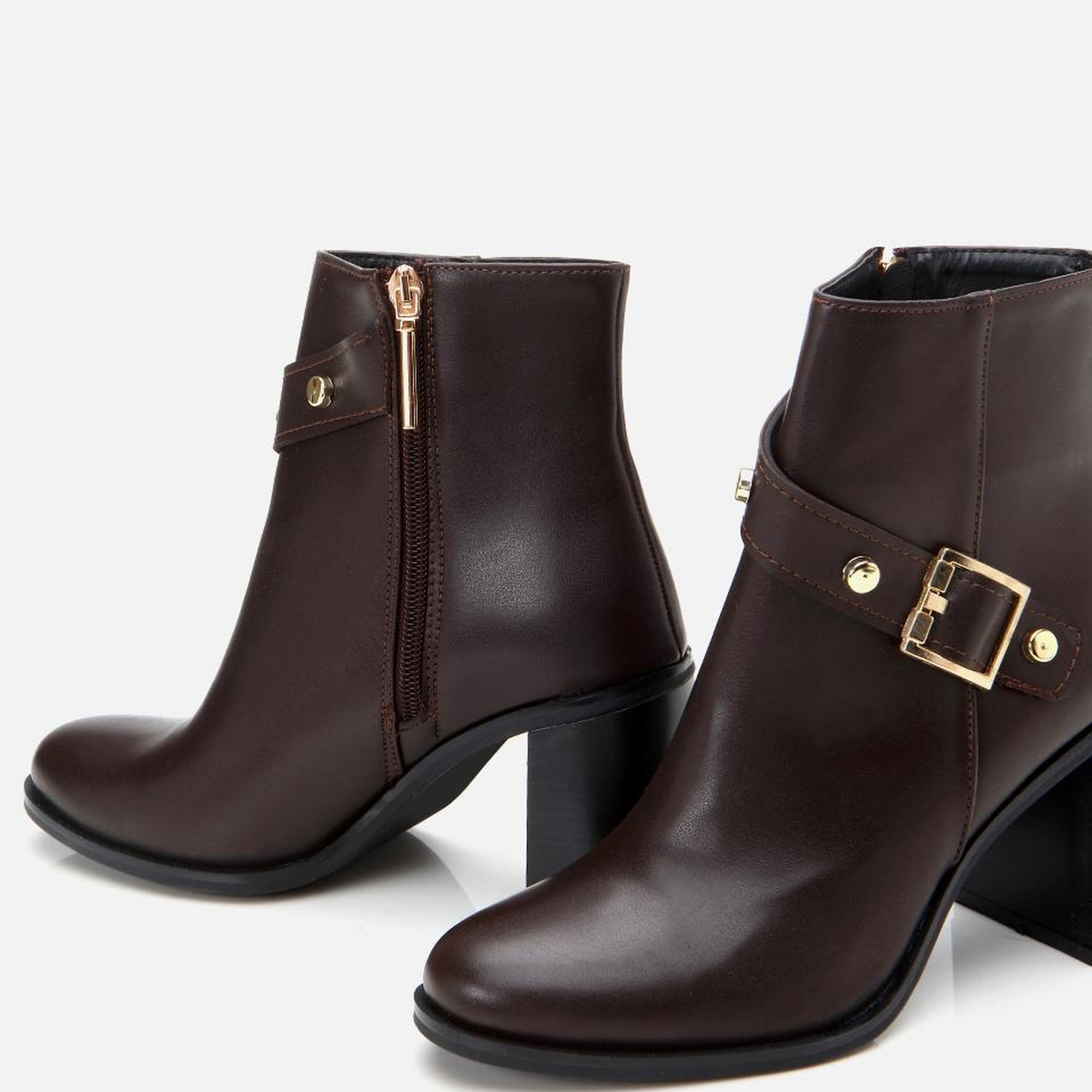 Kadın Kahverengi  Tokalı Topuklu Bot