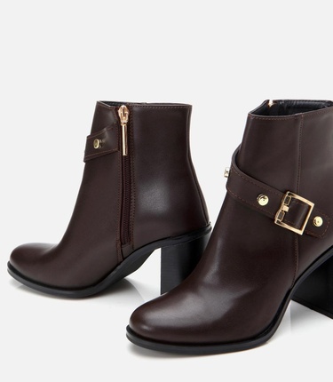  Kadın Kahverengi  Tokalı Topuklu Bot