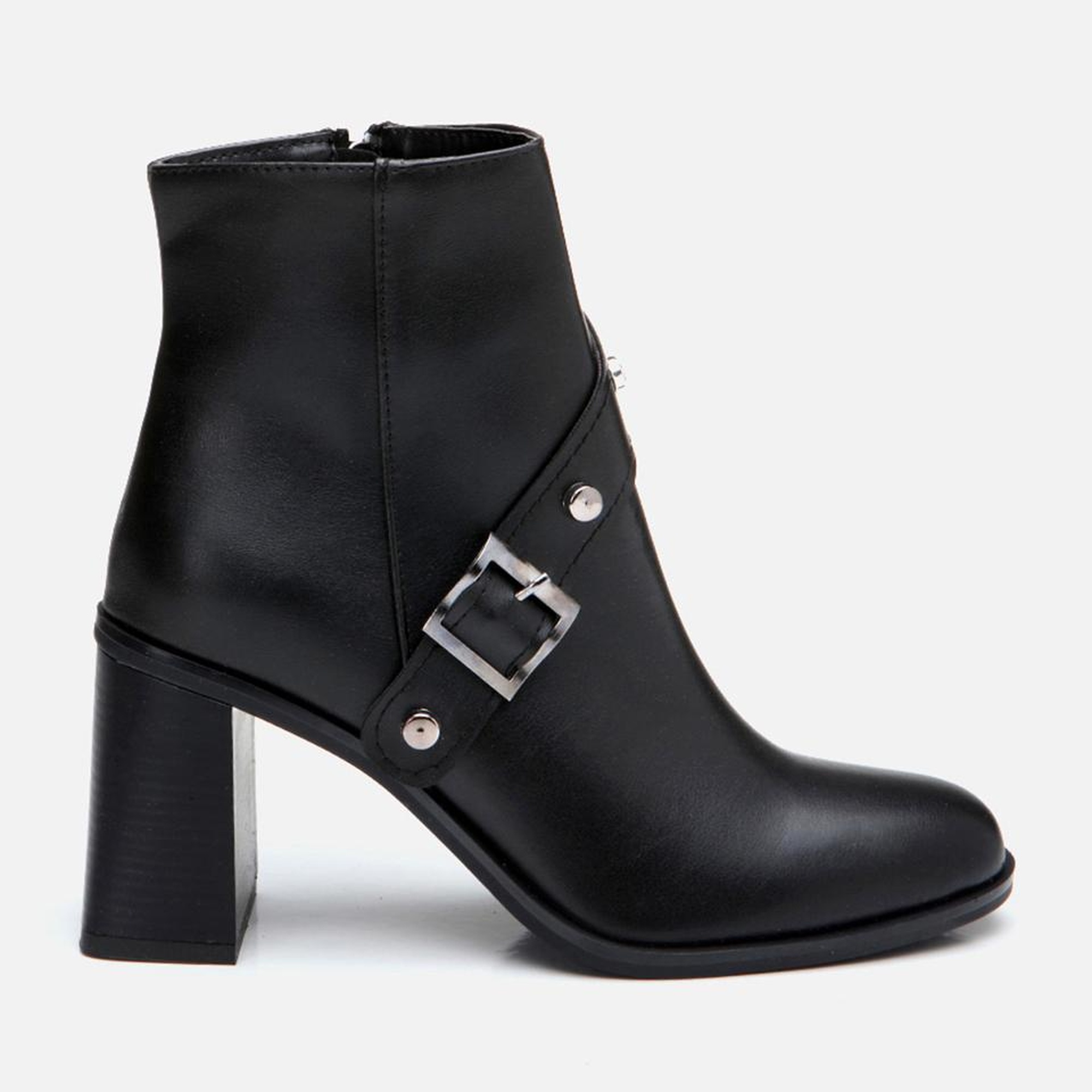 Kadın Siyah Tokalı Topuklu Bot