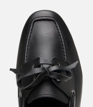  Kadın Deri Siyah Bağcıklı Günlük Loafer