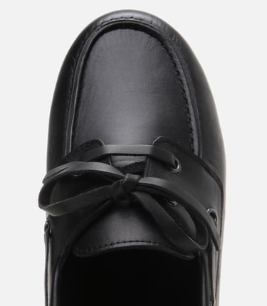  Kadın Deri Siyah Bağcıklı Günlük Loafer